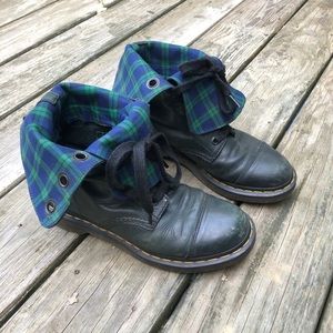 Doc Martens Aimilita Black/Blue Plaid Boots Size 9